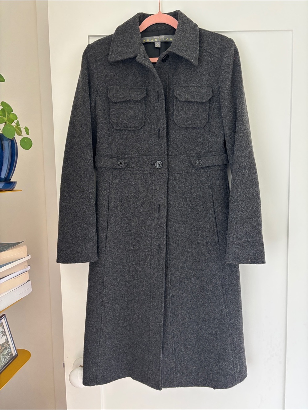 Kenneth Cole Reaction Dark Gray Wool-Blend  Coat